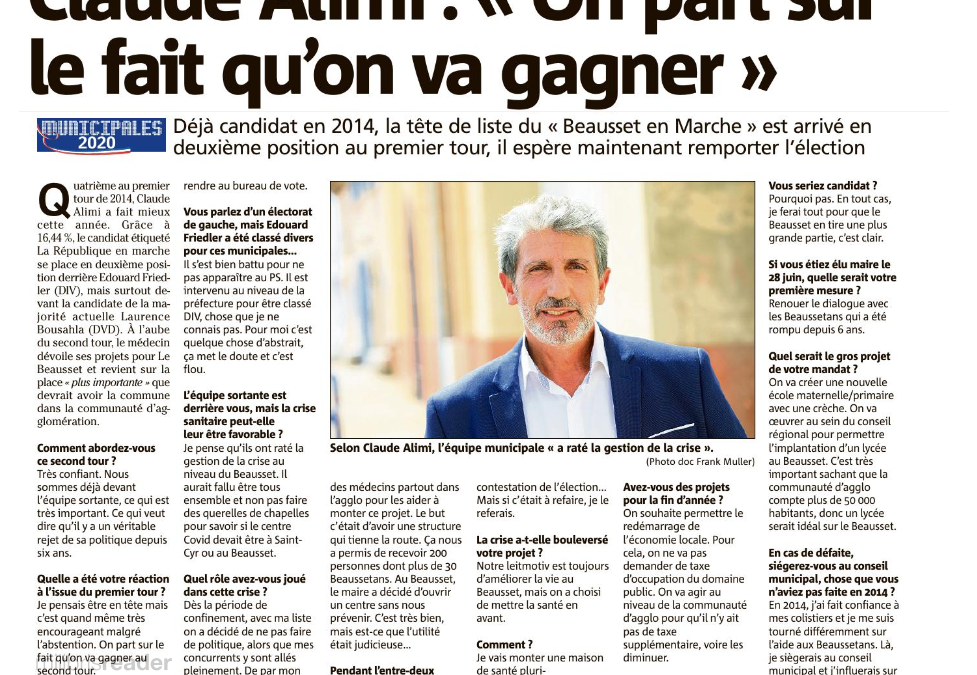 Revue de presse – Article Var Matin du 23 juin 2020