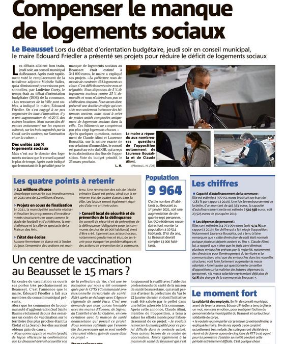 Var matin du 27 février – Retour sur le Conseil Municipal du 25 février 2021
